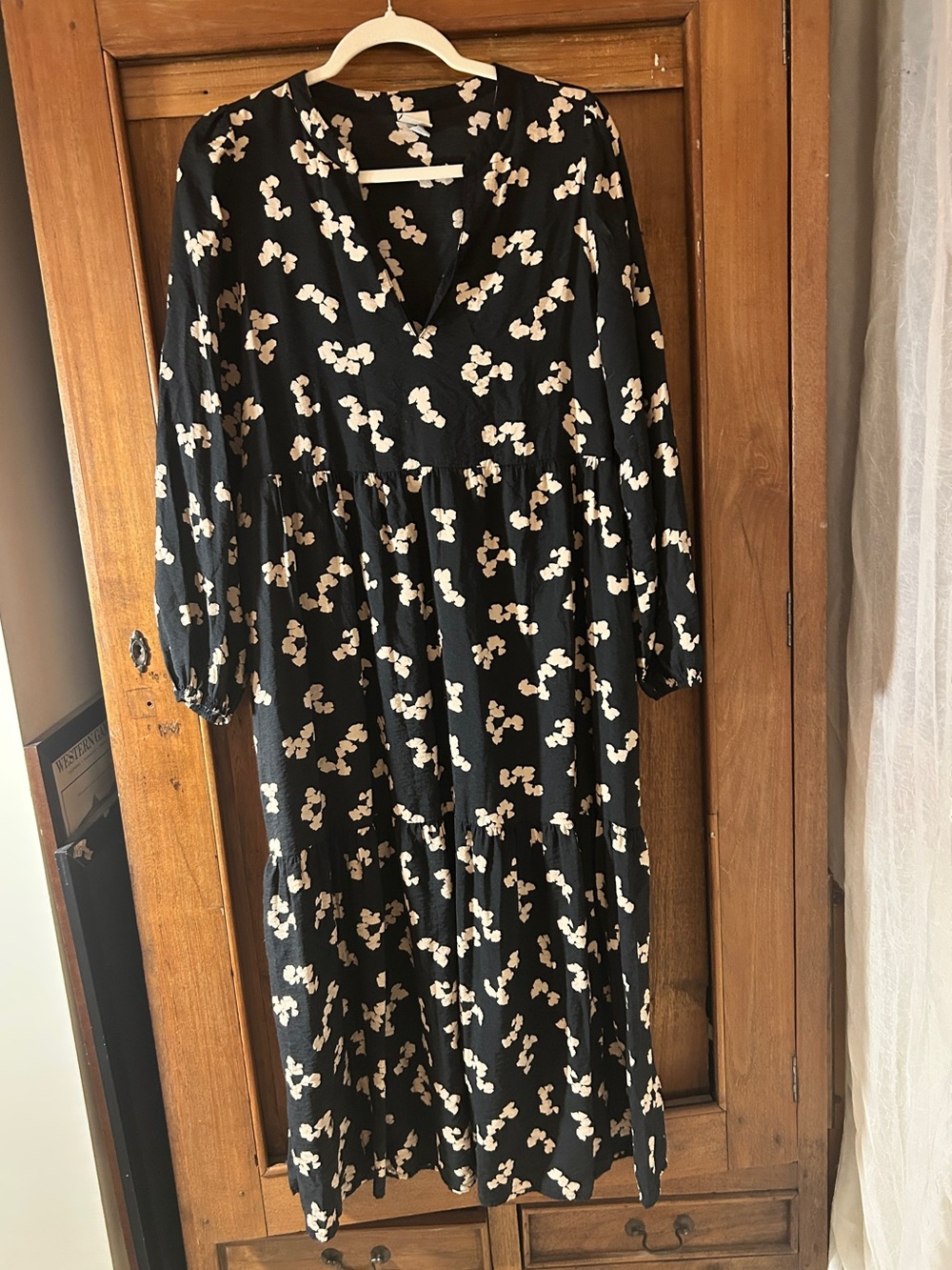 A New Day Black Floral Tiered dress